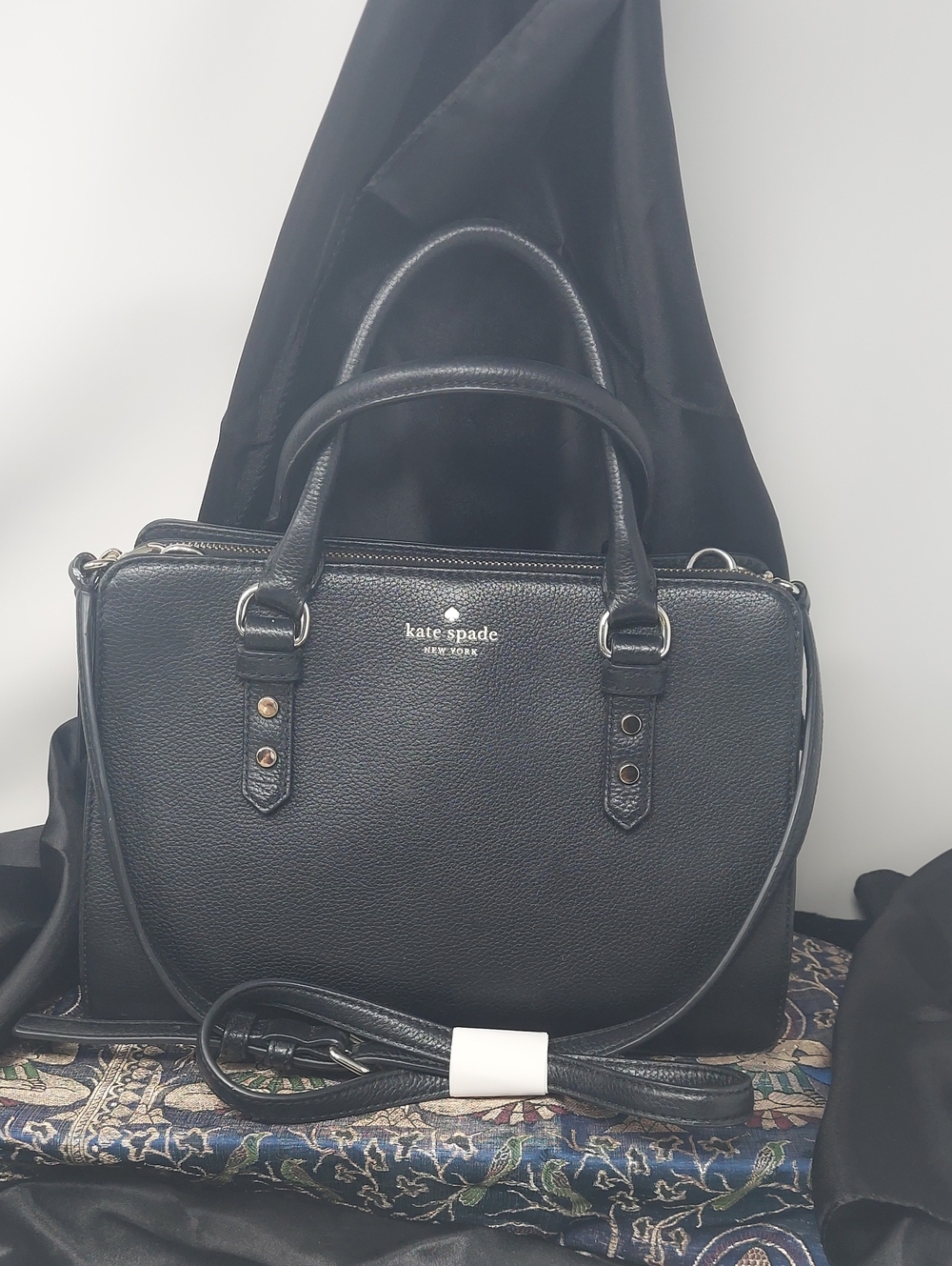 kate spade Mulberry Street Lise Black Pebbled Leather Satchel